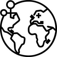 Glossy world map with connected hospitals and robots icons vector
