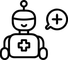 Glossy robotic assistant icon with medical plus sign vector