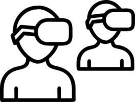 Glossy office space with VR training session and copy space vector