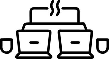 Glossy Meeting Space with Laptops and Coffee Cups vector