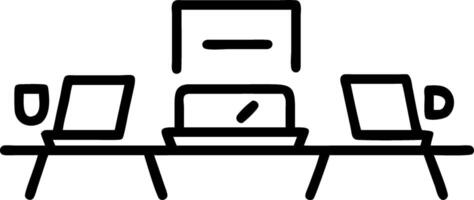Glossy Meeting Table with Laptops and Notepads vector