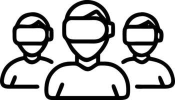 Glossy image of team collaborating in VR with copy space vector