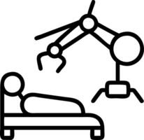Glossy image of surgeon using robotic equipment with copy space vector