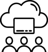 Glossy image of team brainstorming over cloud based project on smartboard with copy space vector
