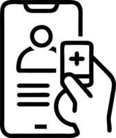 Glossy image of patient accessing health records via mobile app with copy space vector