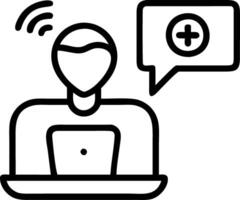 Glossy image of patient using telemedicine service at home with copy space vector