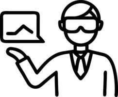 Glossy image of manager presenting in VR with copy space vector
