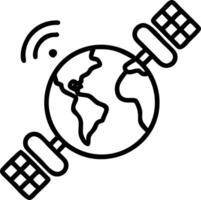 Glossy image of satellites orbiting Earth with network lines vector