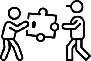 Glossy image of human and robot solving a puzzle vector