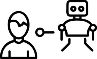 Glossy image of human and robot sharing virtual data streams vector