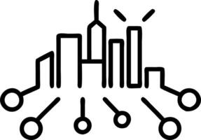 Glossy image of interconnected city skylines with copy space vector