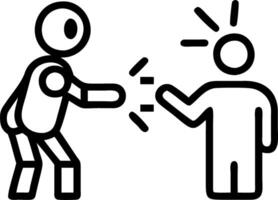 Glossy image of human and robot connected by light beams vector