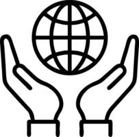 Glossy image of hands holding a digital globe with copy space vector