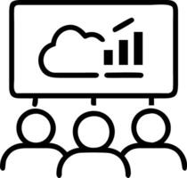 Glossy image of data analysts reviewing cloud data on large screen with copy space vector