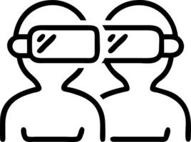 Glossy image of employees in VR brainstorming session vector
