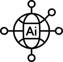 Glossy image of globe connected with AI symbols and copy space vector
