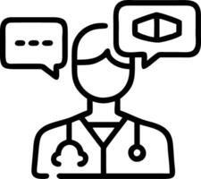 Glossy image of doctor conducting virtual consultation with holographic elements and copy space vector
