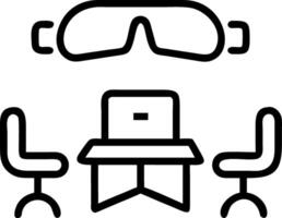 Glossy image of an open office with VR workstations and copy space vector