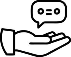 Glossy image of AI chatbot hovering over a customers hand with copy space vector