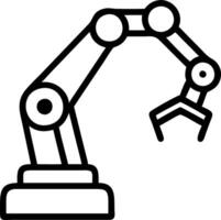 Glossy image of AI powered robotic arm in manufacturing plant with copy space vector