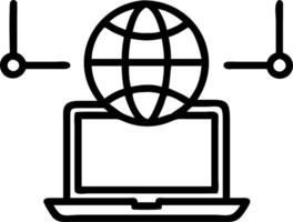Glossy image of a laptop projecting a global network with copy space vector