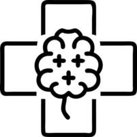 Glossy image of AI brain overlaid on medical cross symbol with copy space vector