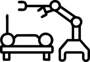 Glossy hospital corridor with robotic assistants and copy space vector