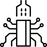 Glossy building silhouette with circuit pattern on plain background vector