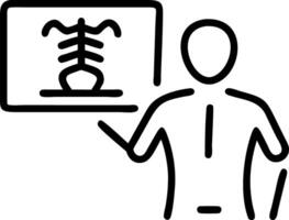 Glossy background with tech savvy radiologist using augmented reality tools with copy space vector