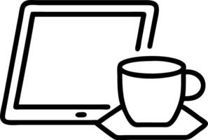 Glossy Background with Tablet and Coffee on a Cafe Table vector