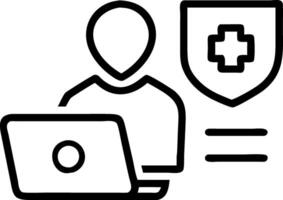 Glossy background with tech savvy healthcare IT manager overseeing cloud security with copy space vector
