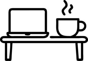 Glossy Background with Laptop and Coffee Mug on a Cafe Table vector