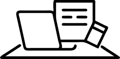 Glossy Background with Laptop and Handwritten Notes on a Cafe Table vector
