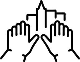 Glossy Background with High Five and City Skyline Reflection vector