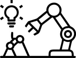 Engineers and robots building prototype in lab vector