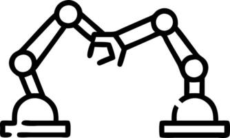 Engineers collaborating with robots on assembly line vector