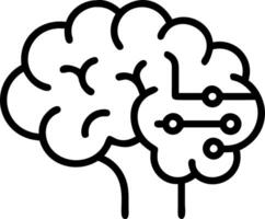 Digital brain overlaying busy office environment with copy space vector
