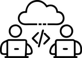 Developers coding on cloud based IDE with copy space vector