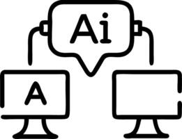 Designers and AI software co creating new products vector
