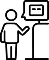 Customer using AI chatbot kiosk in store vector