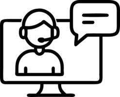 Customer service agent using AI chatbot to assist client vector