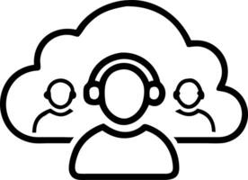Customer service team assisting clients via cloud platform vector