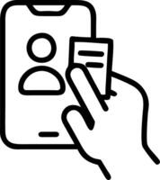 Customer receiving AI support via smartphone app vector
