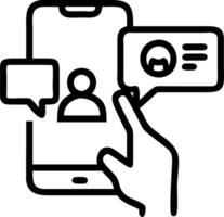 Customer interacting with AI support through social media vector