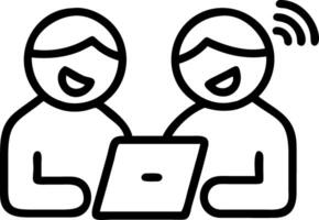 Colleagues laughing while using AI technology during break vector