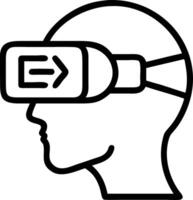 Close up of VR headset with training modules displayed vector