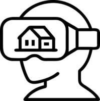 Close up of VR headset displaying architectural models vector