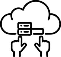 Close up of technician configuring cloud server with digital interface and copy space vector
