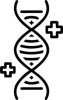 Close up of robotic DNA helix with medical symbols vector