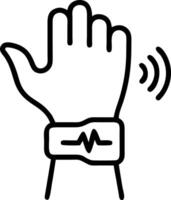 Close up of patient hand with wearable health monitor and copy space vector